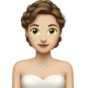 Bride with brown hair and green ey sticker