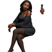 sitting dark-skinned woman with phone sticker