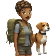 Light brown woman pixie cut hair hiking with dog sticker