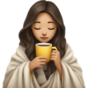 girl brunette inside a blanket sipping coffee eyes closed sticker