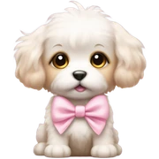 Fuzzy baby dog with light pink bow sticker