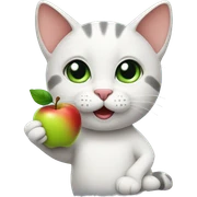 cat holding a apple sticker
