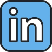 LinkedIn icon, lineal color outline style, blue outline with white fill, rounded corners, professional look sticker