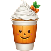 Fall-themed to-go coffee cup with pumpkin logo, whipped cream top, and a cute bow tied around the sleeve. sticker