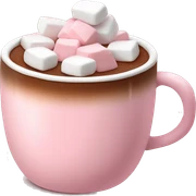 Light Pink mug of hot chocolate with marshmallows  sticker