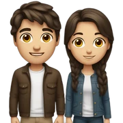 brunette boy with brunette girl sticker