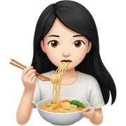 Cewek lagi makan mie sticker