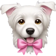 White dog with pink bow sticker