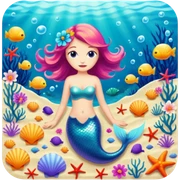 the sea of mermaids, shells. flowers sticker