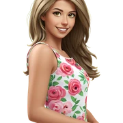 smiling girl with floral prints sticker