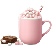 Light Pink mug of hot chocolate with marshmallows  sticker