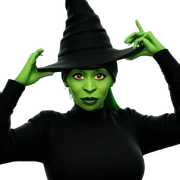 green-skinned girl in witch hat sticker