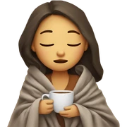 girl inside a blanket sipping coffee eyes closed sticker