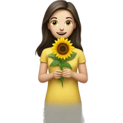 Pretty brunette pale woman holding sunflower sticker