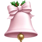 pale pink christmas bell with a white bow sticker