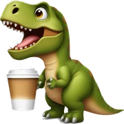 A dinosaur with coffee sticker