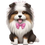 fluffy with dog with a pink bow sticker