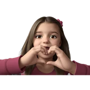 girl making heart with hands sticker