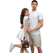 girl and boy in spring sticker