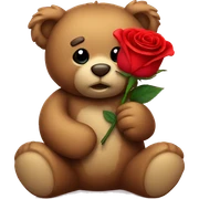Teddy bear holding a red rose sticker