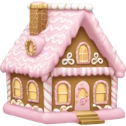 light pink and gold and white gingerbread house sticker