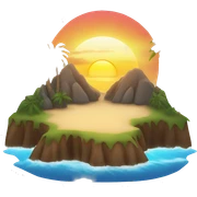 Tropical island with sunset sticker