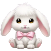 Fuzzy baby bunny with light pink bow sticker
