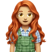 Red head with long hair wearing garden clothes sticker