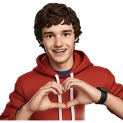 smiling boy in red hoodie sticker
