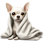 white chihuahua in a blanket sticker