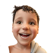 smiling boy portrait with mole sticker