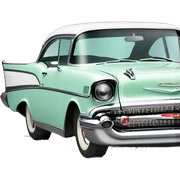Blue 1957 Chevrolet bel air side view sticker