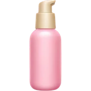 Pink skincare bottle with beige bow sticker