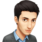 tired boy with dark hair at work in office sticker