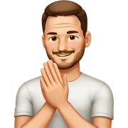 man rubbing hands with a smirk sticker