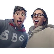 boys playing with tongues out sticker