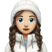 Brunette girl blue eyes in white winter outfit sticker