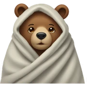 bear cozy in blanket sticker