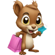 squirrel with shopping bags sticker