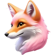 Fox "A pastel pink fox with glowing fur, shimmering star accents on its tail, and an ethereal aura of light surrounding it." sticker