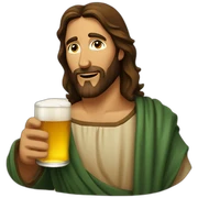 Jesus Christ drinking a beer sticker