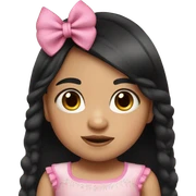 Mexican toddler girl with long black hair and pink bow sticker