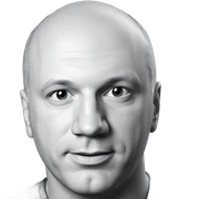 bald male portrait in greyscale sticker