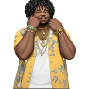 dark-skinned male portrait with jewelry sticker