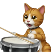 cat playing drums sticker