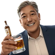 smiling boy with whiskey indoors sticker