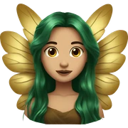 big wings, Beautiful, fairy, gold, brown, dark green, green, long hair sticker