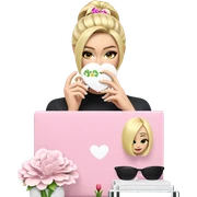 blonde girl with a flower sticker
