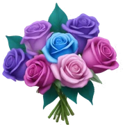 Realistic bouquet of blue, purple and pink roses  sticker