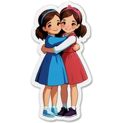 Two brunett girls hugging sticker